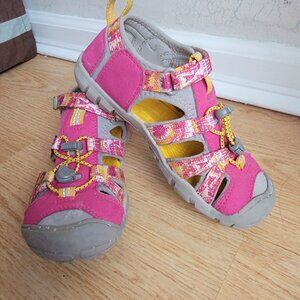 Keen girls sandals little kid size 13 pink and yellow
